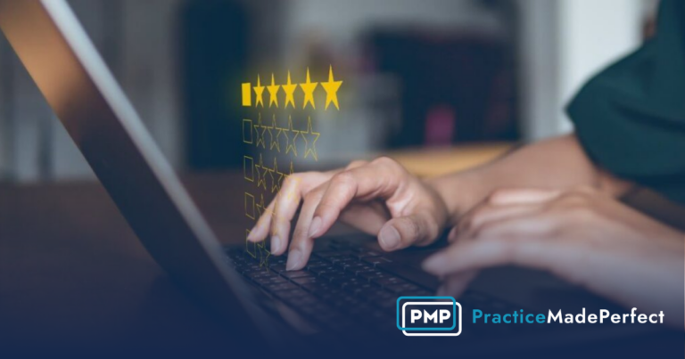person typing review