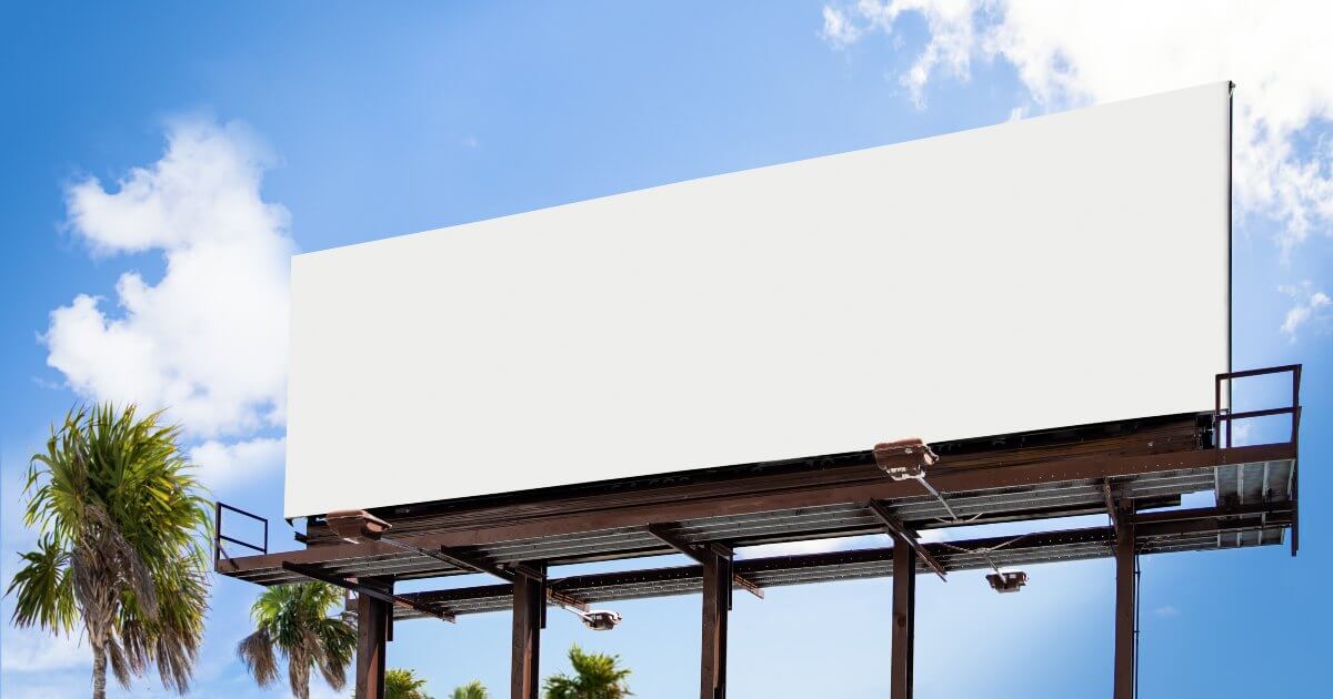 blank white billboard in sky