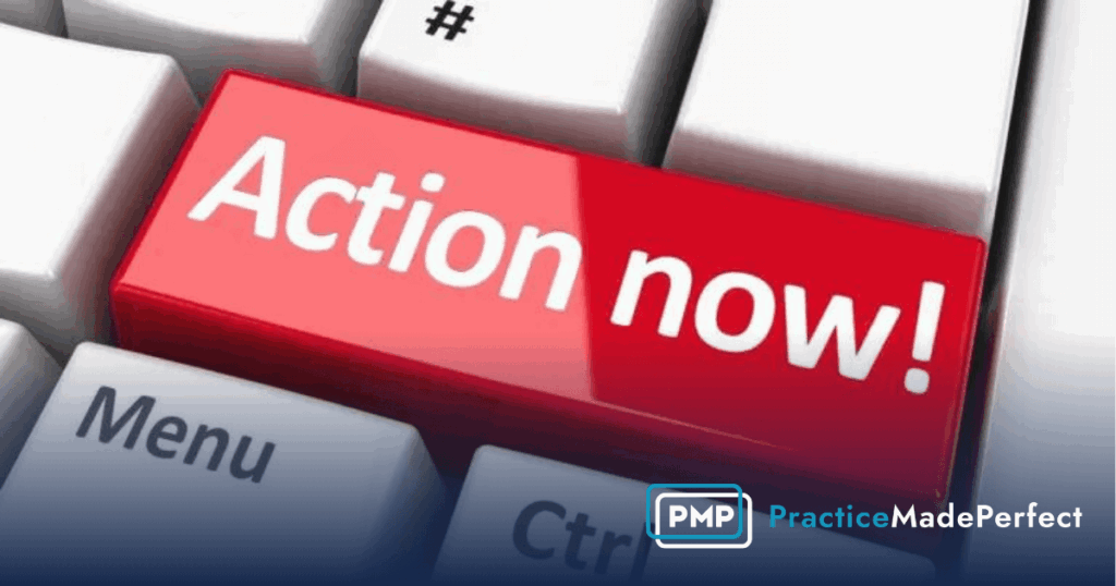 keyboard with red button that says action now
