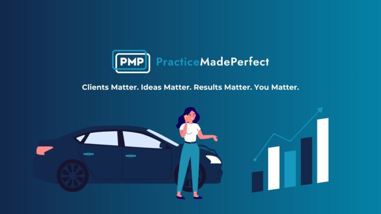 person standing in front of car and graph that shows increase