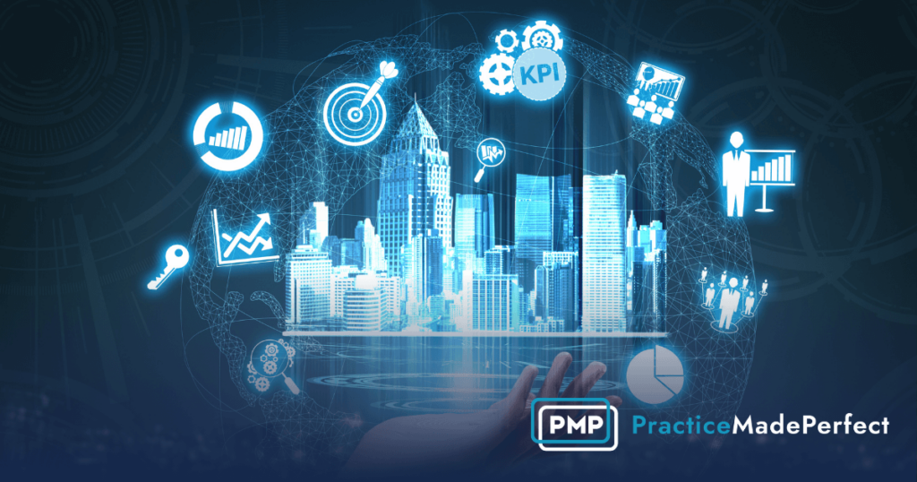 blue graph with kpis