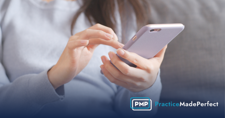 person typing on phone