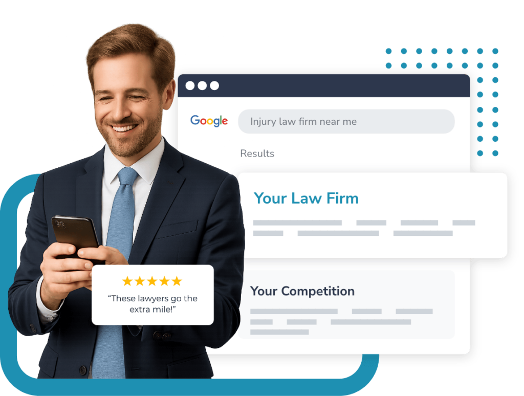 Attorney on phone -reading reviews